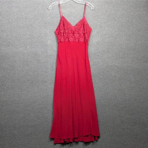 Willow Blossom Silk Slip Dress Womens Large Full Length Maxi Lace Top Nightgown - Picture 1 of 10